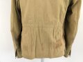 Waffen SS Tropenfeldbluse , sogenannte Sahariana. Getragenes Kammerstück mit original vernähtem Ärmaladler. Ungereinigt