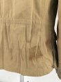 Waffen SS Tropenfeldbluse , sogenannte Sahariana. Getragenes Kammerstück mit original vernähtem Ärmaladler. Ungereinigt