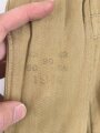 Waffen SS Tropenfeldbluse , sogenannte Sahariana. Getragenes Kammerstück mit original vernähtem Ärmaladler. Ungereinigt