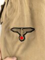 Waffen SS Tropenfeldbluse , sogenannte Sahariana. Getragenes Kammerstück mit original vernähtem Ärmaladler. Ungereinigt