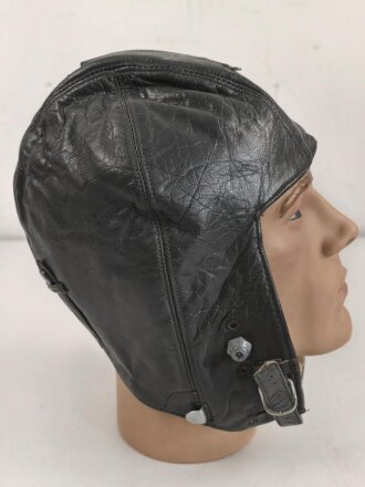 Luftwaffe,  Kopfhaube  für fliegendes Personal. Späte, taubenblaue Ausführung, Kopfgrösse 58, wohl ungetragenes Stück