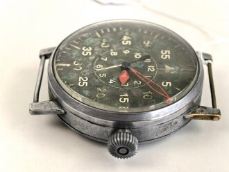 Luftwaffe, Beobachtungsuhr Bauart Durowe, Fl 23883, Hersteller Lacher & Co Pforzheim. Das Uhrwwerk läuft an, bleibt aber nach etwa 20 Sekunden stehen.