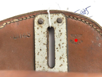 Packtasche für Berittene der Wehrmacht, datiert 1943. Getragenes Stück , ungereinigt, Verschlussriemen abgerissen