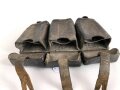 1.Weltkrieg , Patronentasche für Berittene. . Ein Verschlussriemen alt ergänzt, datiert 1915, ungereinigt