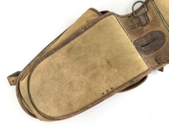 1.Weltkrieg, Paar Behelfspacktaschen aus Segeltuch. Ungereinigt, Stempel eines Train Depot