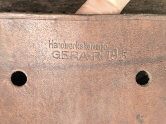 1. Weltkrieg, Packtasche für Artillerie ?, Hersteller und 1916 gestempelt. Ungereinigt