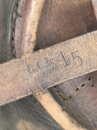 1. Weltkrieg, Packtasche für Artillerie ?, Hersteller und 1916 gestempelt. Ungereinigt