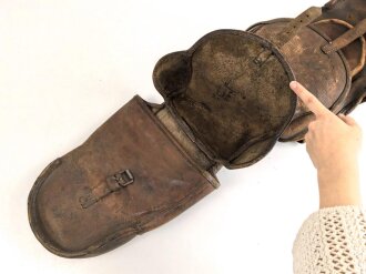 1. Weltkrieg, Packtasche für Artillerie ?, Hersteller und 1916 gestempelt. Ungereinigt
