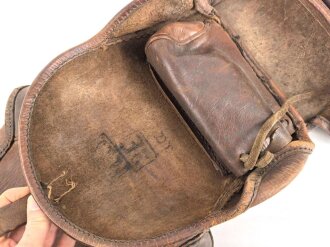 1. Weltkrieg, Packtasche für Artillerie ?, Hersteller und 1916 gestempelt. Ungereinigt