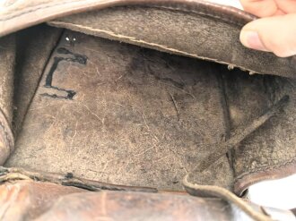 1. Weltkrieg, Packtasche für Artillerie ?, Hersteller und 1916 gestempelt. Ungereinigt