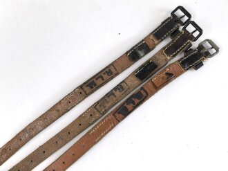 Luftschutz,  drei Stück Tornisterriemen, jeweils "RLM" markiert