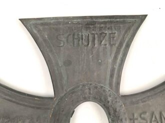 Feldzug gegen Polen, grosses Grabkreuz eines am 3.10.39 in Sanok Gefallenen Schützen. ma0e 39 x 39cm. Ungereinigtes Stück