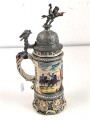 Reservistenkrug eines Angehörigen im 3. Badischen Dragoner Regiment Prinz Carl No. 22 Mühlhausen im Elsaß." Steingutkrug von 1907 mit geringen gebrauchsspuren