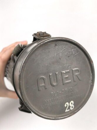 Luftschutz Gasmaskendose. Originallack, Hersteller "AUER"