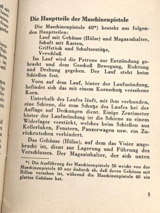 "Die Maschinenpistole 40"  Heinz Denckler Verlag, DIN A6, 21 Seiten, gebraucht