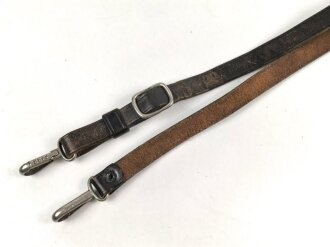Trageriemen für diverse Taschen der Wehrmacht. Braunes Leder , Gesamtlänge wie fotografiert 92cm