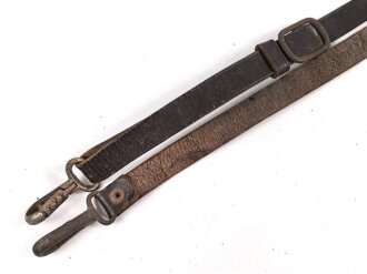 Trageriemen für diverse Taschen der Wehrmacht. Braunes Leder , Gesamtlänge wie fotografiert 85cm