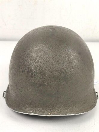 U.S. WWII steel helmet shell, front seam, swifel bail, original paint