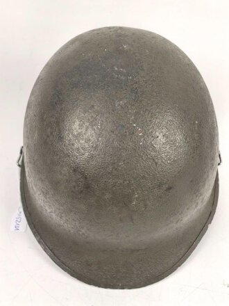 U.S. WWII steel helmet shell, front seam, swifel bail, original paint