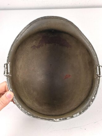 U.S. WWII steel helmet shell, front seam, swifel bail, original paint