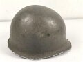 U.S. WWII steel helmet shell, front seam, swifel bail, original paint