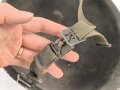 U.S. WWII steel helmet shell, front seam. Reused by U.S. Army after WWII. Uncleaned
