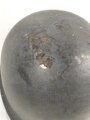 U.S. WWII steel helmet shell, front seam, fixed bail. Reused by U.S. Army after WWII, cleaned.