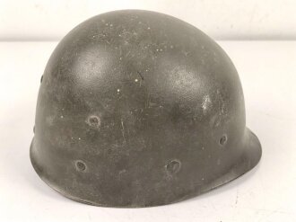 U.S. WWII steel helmet liner. "Firestone 44" Uncleaned, original paint. reused by U.S. Air Force after WWII