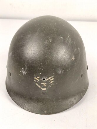 U.S. WWII steel helmet liner. "Firestone 44" Uncleaned, original paint. reused by U.S. Air Force after WWII
