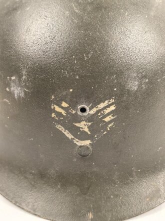 U.S. WWII steel helmet liner. "Firestone 44" Uncleaned, original paint. reused by U.S. Air Force after WWII