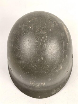 U.S. WWII steel helmet liner. "Firestone 44" Uncleaned, original paint. reused by U.S. Air Force after WWII