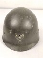 U.S. WWII steel helmet liner. "Firestone 44" Uncleaned, original paint. reused by U.S. Air Force after WWII