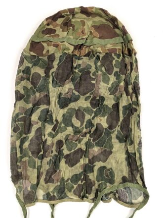 U.S. Marine Corps WWII, “Duck Hunter” camo helmet cover with mosquito net. Unissed