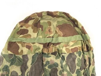 U.S. Marine Corps WWII, “Duck Hunter” camo helmet cover with mosquito net. Unissed