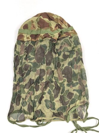 U.S. Marine Corps WWII, “Duck Hunter” camo helmet cover with mosquito net. Unissed