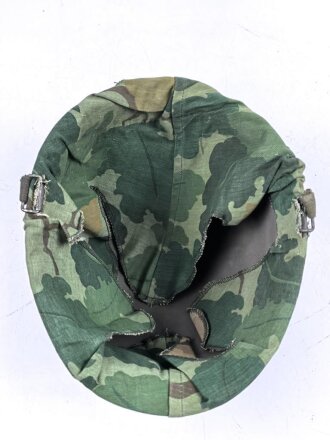 U.S. Army, M1 steel helmet with pattern 1964 liner and Mitchell cover.