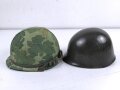 U.S. Army, M1 steel helmet with pattern 1964 liner and Mitchell cover.