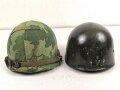 U.S. Army, M1 steel helmet with pattern 1964 liner and Mitchell cover.