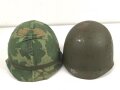 U.S. Army, M1 steel helmet with pattern 1964 liner and Mitchell cover.