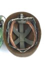 U.S. Army, M1 steel helmet with pattern 1964 liner and Mitchell cover.