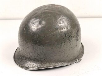 U.S. Army WWII, front seam M1 steel helmet shell. Original paint, no idea when the number was attached