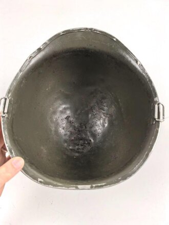 U.S. Army WWII, front seam M1 steel helmet shell. Original paint, no idea when the number was attached