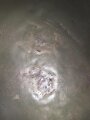 U.S. Army WWII, front seam M1 steel helmet shell. Original paint, no idea when the number was attached