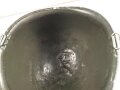U.S. Army WWII, front seam M1 steel helmet shell. Original paint, no idea when the number was attached