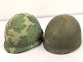 U.S. Army, M1 steel helmet with early liner ( CAPAC 1953 )  and Mitchell cover. Liner sweatband and cover dated 1973
