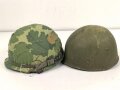 U.S. Army, M1 steel helmet with early liner ( CAPAC 1953 )  and Mitchell cover. Liner sweatband and cover dated 1973