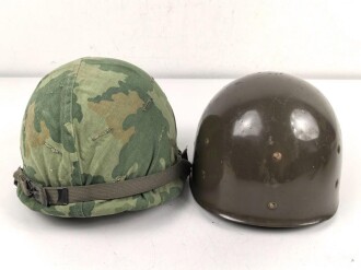 U.S. Army, M1 steel helmet with early liner ( CAPAC  )  and Mitchell cover.