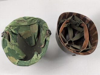 U.S. Army, M1 steel helmet with early liner ( CAPAC  )  and Mitchell cover.