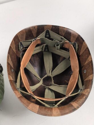 U.S. Army, M1 steel helmet with early liner ( CAPAC  )  and Mitchell cover.