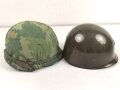 U.S. Army, M1 steel helmet with early liner ( CAPAC  )  and Mitchell cover.